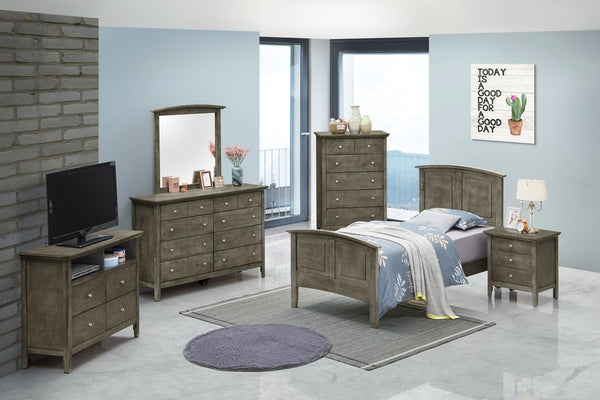 English Elm Comfortable Gray Twin Bed with Durable Particleboard Frame, Casual Style, Space-Saving 50"H x 43"W x 77"D B078S00414