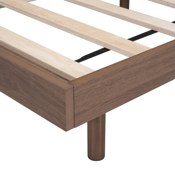 English Elm Modern Floating Twin Platform Bed Rubberwood Legs Low Profile Minimalist Frame Walnut W697123293