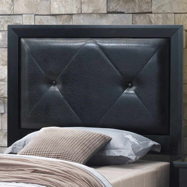 English Elm Chic Transitional Twin Bed Black MDF Frame 52"H x 43"W x 80"D, Durable, Easy Assembly, Modern Appeal B078S00155