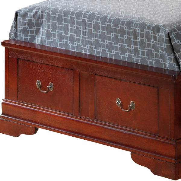 English Elm Elegant Cherry Wood Twin Storage Bed With Integrated Drawers - Timeless Design For Organized Spaces B078S00284