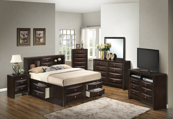 English Elm Marilla Modern Full Storage Bed with Dovetailed Drawers, Real Wood Veneer, Molded Beveled Fronts Cappuccino 15 L x 20 W x 27 H B078S00193