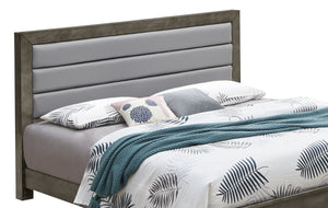 English Elm Sophisticated Gray King Bedframe with 48"H Headboard, Durable Particleboard, Transitional Style, Easy Assembly B078S00238