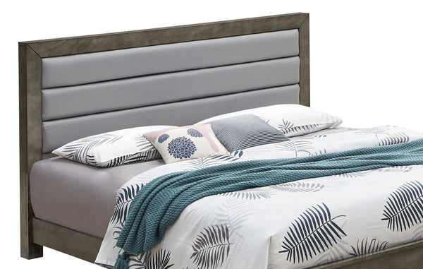 English Elm Sophisticated Gray King Bedframe with 48"H Headboard, Durable Particleboard, Transitional Style, Easy Assembly B078S00238