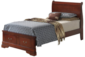 English Elm Elegant Cherry Wood Twin Storage Bed With Integrated Drawers - Timeless Design For Organized Spaces B078S00284