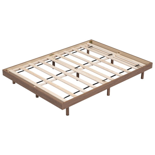 English Elm Modern Floating Twin Platform Bed Rubberwood Legs Low Profile Minimalist Frame Walnut W697123293