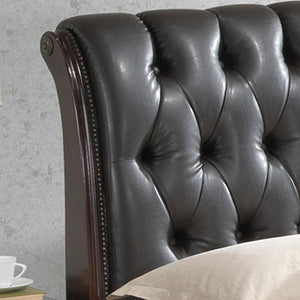 English Elm Lavita Queen Storage Bed In Cappuccino Finish - Elegant Sleigh Design With Faux Leather Headboard B078S00504