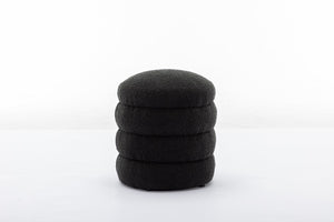English Elm 006-soft Boucle Round Accent Stool Textured Footrest for Living Room or Bedroom W527121865