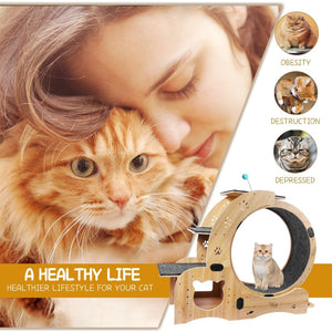 English Elm Cat Exercise Wheel 6in1 Wood Treadmill with Silent Pulleys House Shelf Feeding Station W1790133437