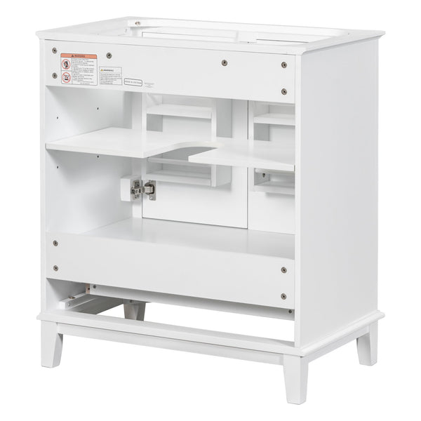 English Elm 30" Bathroom Vanity Base Only Modern Freestanding Cabinet with Doors Drawer Solid Wood MDF Frame, Paint Finish White WF306250AAK