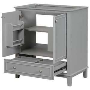English Elm 30" Bathroom Vanity Base Only Modern Freestanding Cabinet with Doors Drawer Solid Wood MDF Frame, Paint Finish Grey WF306250AAE