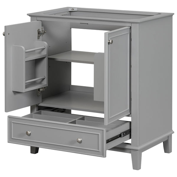 English Elm 30" Bathroom Vanity Base Only Modern Freestanding Cabinet with Doors Drawer Solid Wood MDF Frame, Paint Finish Grey WF306250AAE