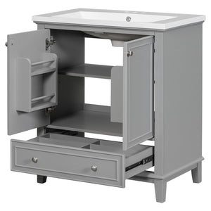 English Elm 30" Bathroom Vanity With Durable Sink Combo, Stylish Grey Cabinet, Functional Storage & Adjustable Shelf SY999606AAE