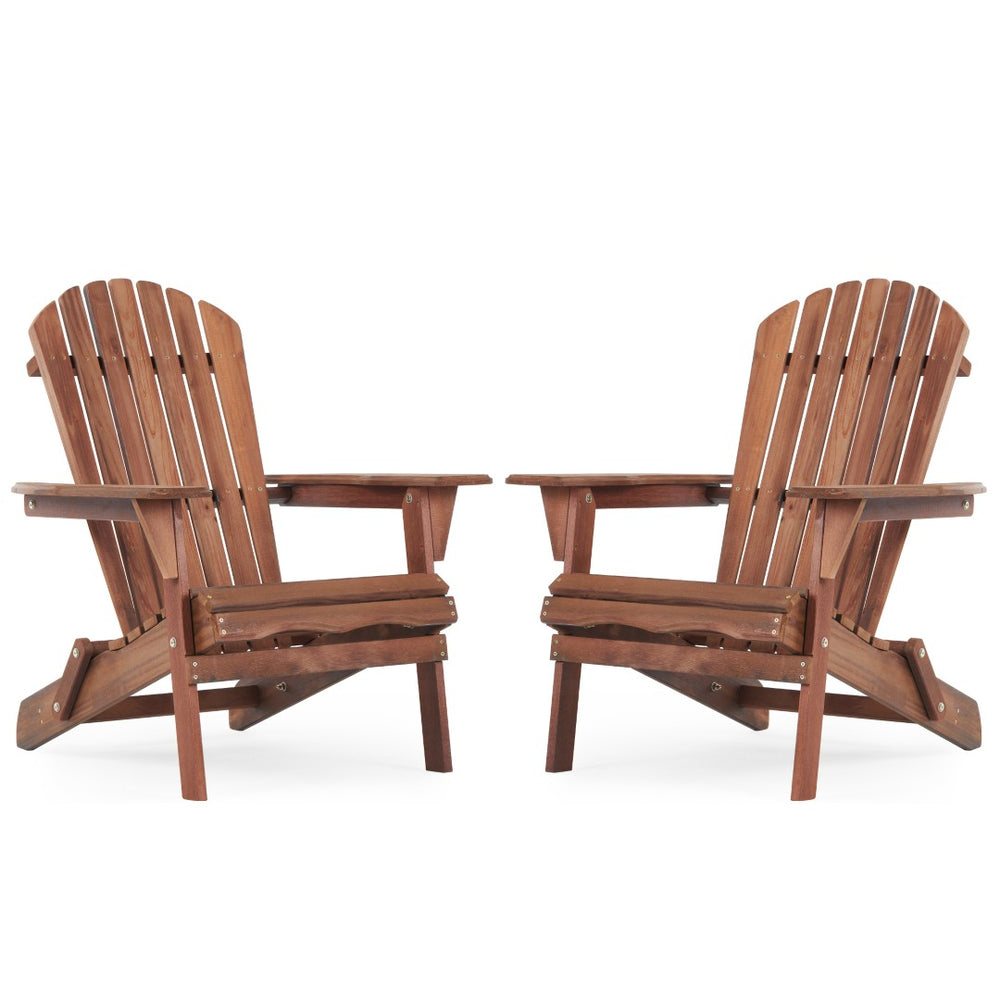 English Elm Wooden Hemlock Adirondack Folding Chair Set Solid Slatted Patio Seating for Two W1390124961