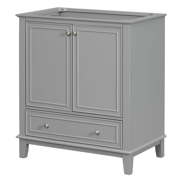 English Elm 30" Bathroom Vanity Base Only Modern Freestanding Cabinet with Doors Drawer Solid Wood MDF Frame, Paint Finish Grey WF306250AAE