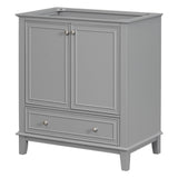 English Elm 30" Bathroom Vanity Without Sink, Base Only, Multi-Functional Bathroom Cabinet With Doors and Drawer, Solid Frame and Mdf Board, Grey