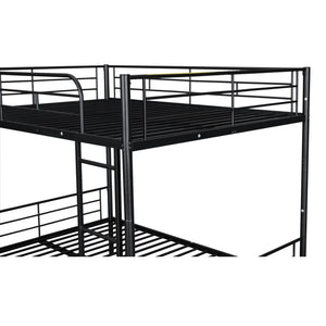 English Elm Full Over Iron Bunk Bed with Pull Out Trundle Three Sleeper Kids Guest Room Black LT000249AAB