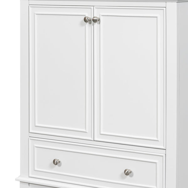 English Elm 30" Bathroom Vanity Base Only Modern Freestanding Cabinet with Doors Drawer Solid Wood MDF Frame, Paint Finish White WF306250AAK