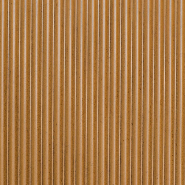 English Elm Fluted Hexagon Wood Coffee Table with Carved Fluted Exterior, Oak Grain Finish, Modular Hollow Design B035129481