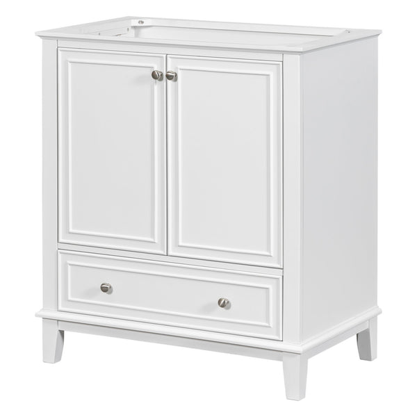 English Elm 30" Bathroom Vanity Base Only Modern Freestanding Cabinet with Doors Drawer Solid Wood MDF Frame, Paint Finish White WF306250AAK