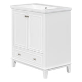 English Elm 30" Bathroom Vanity With Sink Combo, Multi-Functional Bathroom Cabinet With Doors and Drawer, Solid Frame and Mdf Board, White (Old Sku:Sy999606Aak)