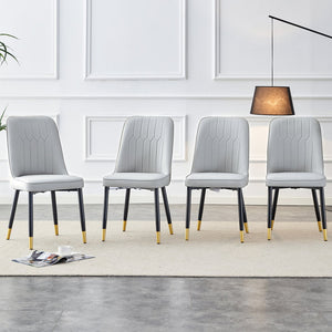 English Elm Modern PU Faux Leather Dining Chair Set – Sleek High-Back Upholstered Side Chairs for Kitchen, Office, Patio, Vanity (4) Light Gray W1151P147209