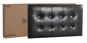 English Elm Stylish Tufted Headboard Queen Bed with Adjustable Height, Sturdy Slats & One-Box Easy Delivery Black 5.5 L x 44 W x 25 H B078112147