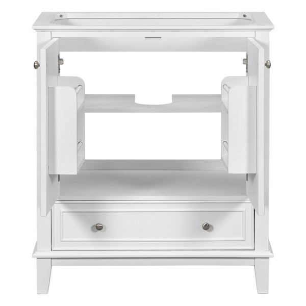 English Elm 30" Bathroom Vanity Base Only Modern Freestanding Cabinet with Doors Drawer Solid Wood MDF Frame, Paint Finish White WF306250AAK