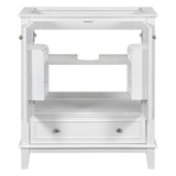 English Elm 30" Bathroom Vanity Without Sink, Base Only, Multi-Functional Bathroom Cabinet With Doors and Drawer, Solid Frame and Mdf Board, White