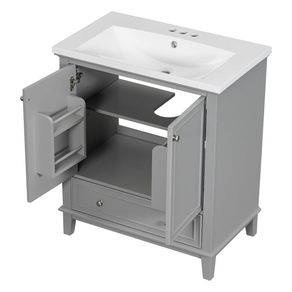 English Elm 30" Bathroom Vanity With Durable Sink Combo, Stylish Grey Cabinet, Functional Storage & Adjustable Shelf SY999606AAE
