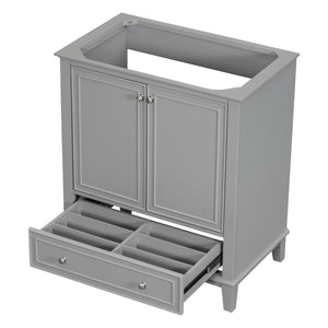 English Elm 30" Bathroom Vanity Base Only Modern Freestanding Cabinet with Doors Drawer Solid Wood MDF Frame, Paint Finish Grey WF306250AAE