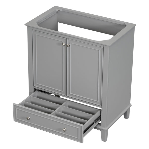 English Elm 30" Bathroom Vanity Base Only Modern Freestanding Cabinet with Doors Drawer Solid Wood MDF Frame, Paint Finish Grey WF306250AAE