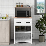 Hearth and Haven Wooden Kitchen Cabinet White Pantry Storage Microwave Cabinet with Storage Drawer W40953988