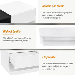English Elm On-trend Two-tone Media Console with Push Open Drawers Fits Tvs up to 80 Inches White WF311772AAK