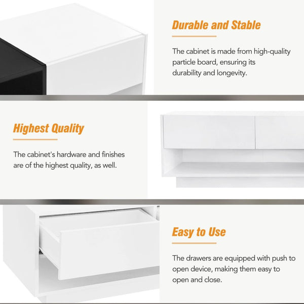 English Elm On-trend Two-tone Media Console with Push Open Drawers Fits Tvs up to 80 Inches White WF311772AAK