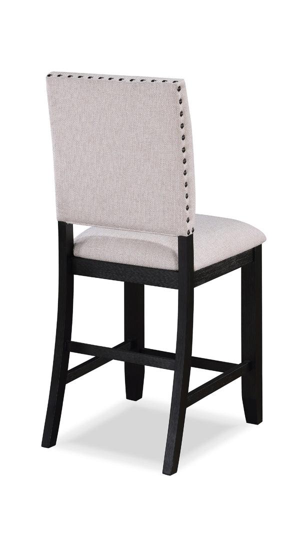 English Elm Transitional Regent Counter Height Chairs Set of 2 - Charcoal Black Nailhead Trim, Gray Upholstery, Sturdy Elegance B011138338