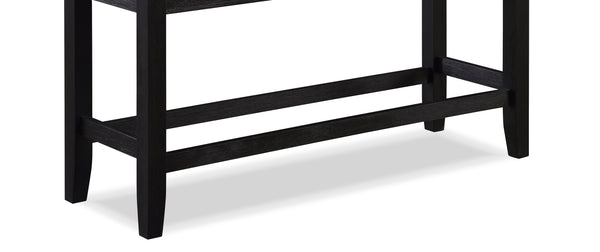 English Elm Traditional Formal 7pc Dining Set with Tufted Cushion Chairs and Intricate Silver Grey Finish Elegance Charcoal 58 L x 51.5 W x 8 H B011S00609