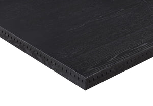 English Elm 1pc Charcoal Black Counter Height Dining Table with Built-In Wine Storage, Distressed Vintage Farmhouse Trim B011S00608