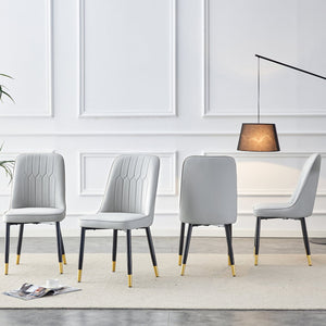 English Elm Modern PU Faux Leather Dining Chair Set – Sleek High-Back Upholstered Side Chairs for Kitchen, Office, Patio, Vanity (4) Light Gray W1151P147209