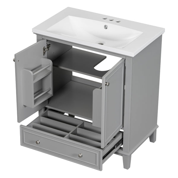 English Elm 30" Bathroom Vanity With Durable Sink Combo, Stylish Grey Cabinet, Functional Storage & Adjustable Shelf SY999606AAE