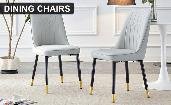 English Elm Light gray PU Dining Chair Set, 2-Pack—Comfort Foam Seats, Sturdy Metal Legs, Modern Kitchen Living Room Decor W1151P147208