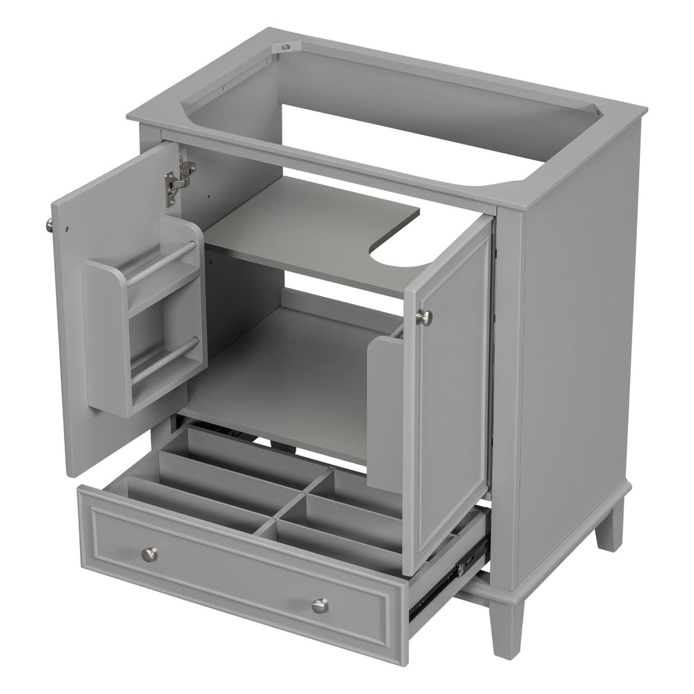 English Elm 30" Bathroom Vanity Base Only Modern Freestanding Cabinet with Doors Drawer Solid Wood MDF Frame, Paint Finish Grey WF306250AAE