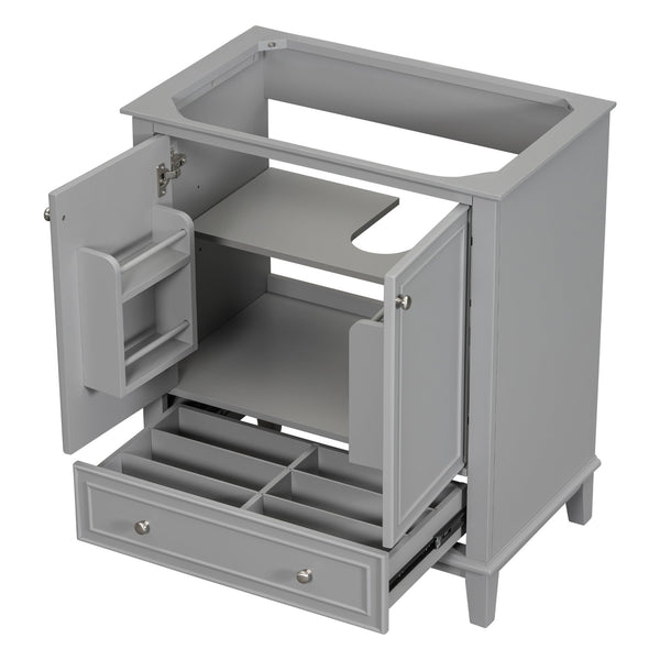 English Elm 30" Bathroom Vanity Base Only Modern Freestanding Cabinet with Doors Drawer Solid Wood MDF Frame, Paint Finish Grey WF306250AAE