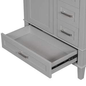 English Elm 30" Modern Bathroom Vanity with Solid Wood Frame, Ceramic Sink, Gold Handles & Soft-Close Storage Grey WF321698AAE