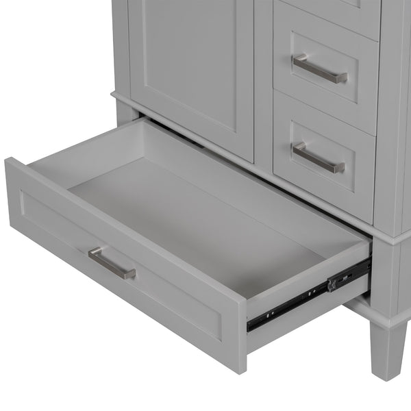 English Elm 30" Modern Bathroom Vanity with Solid Wood Frame, Ceramic Sink, Gold Handles & Soft-Close Storage Grey WF321698AAE