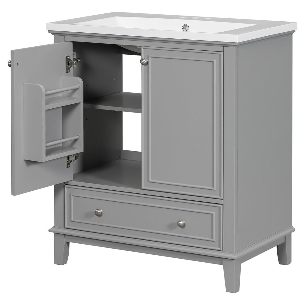 English Elm 30" Bathroom Vanity With Durable Sink Combo, Stylish Grey Cabinet, Functional Storage & Adjustable Shelf SY999606AAE