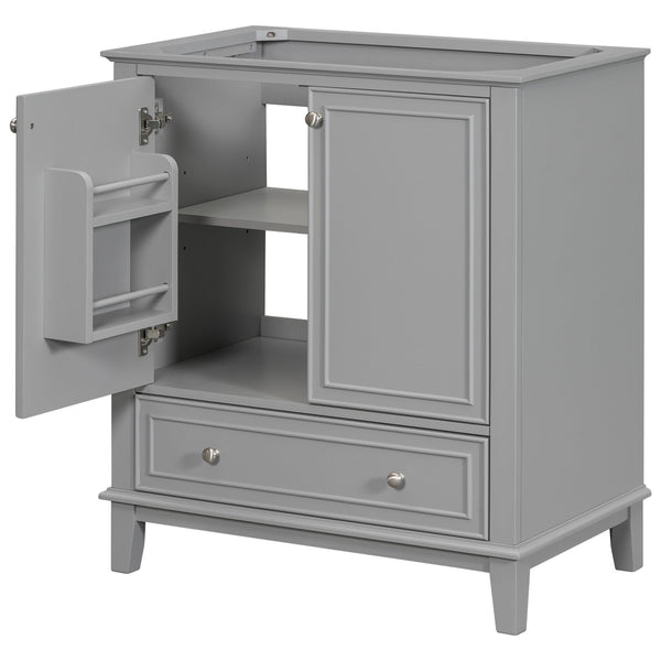 English Elm 30" Bathroom Vanity Base Only Modern Freestanding Cabinet with Doors Drawer Solid Wood MDF Frame, Paint Finish Grey WF306250AAE