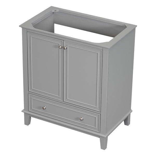 English Elm 30" Bathroom Vanity Base Only Modern Freestanding Cabinet with Doors Drawer Solid Wood MDF Frame, Paint Finish Grey WF306250AAE