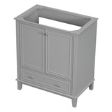 English Elm 30" Bathroom Vanity Without Sink, Base Only, Multi-Functional Bathroom Cabinet With Doors and Drawer, Solid Frame and Mdf Board, Grey