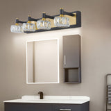 English Elm Led 4-Light Modern Crystal Bathroom Vanity Light Over Mirror Bath Wall Lighting Fixtures