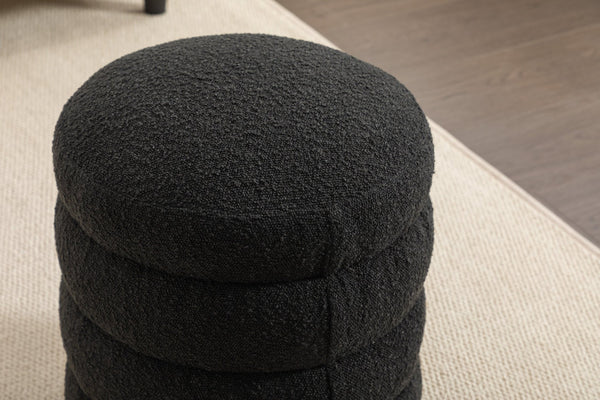 English Elm 006-soft Boucle Round Accent Stool Textured Footrest for Living Room or Bedroom W527121865